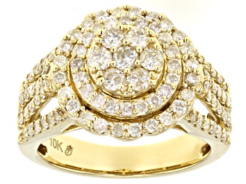 Picture of White Diamond 10k Yellow Gold Halo Cluster Ring 1.50ctw