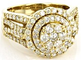 White Diamond 10k Yellow Gold Halo Cluster Ring 1.50ctw