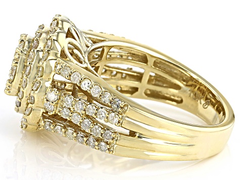 White Diamond 10k Yellow Gold Halo Cluster Ring 1.50ctw - SDG459 | JTV.com