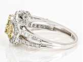 Natural Yellow And White Diamond 10k White Gold Cluster Ring 1.40ctw