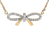 White Diamond 10k Yellow Gold Bow Necklace 0.35ctw