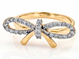 White Diamond 10k Yellow Gold Bow Ring 0.35ctw