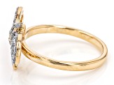 White Diamond 10k Yellow Gold Bow Ring 0.35ctw