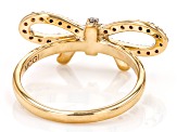 White Diamond 10k Yellow Gold Bow Ring 0.35ctw