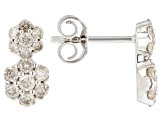 White Diamond 10k White Gold Cluster Drop Earrings 0.60ctw