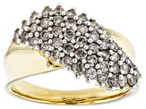 White Diamond 10k Yellow Gold Cluster Ring 1.00ctw