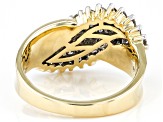 White Diamond 10k Yellow Gold Cluster Ring 1.00ctw