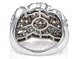 Natural Yellow And White Diamond 10k White Gold Cluster Ring 2.60ctw