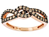 Champagne Diamond 10k Rose Gold Crossover Band Ring 0.55ctw