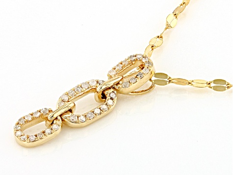 White Diamond 10k Yellow Gold Slide Pendant With 18" Mirror Chain 0.15ctw