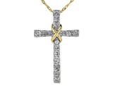 White Diamond 10k Yellow Gold Cross Slide Pendant With 18" Singapore Chain 0.50ctw