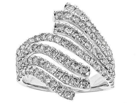 White Diamond 10k White Gold Bypass Ring 2.00ctw