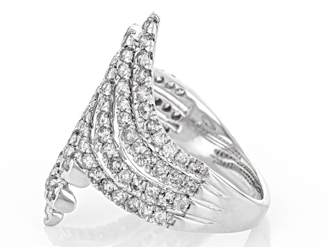 White Diamond 10k White Gold Bypass Ring 2.00ctw