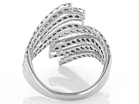 White Diamond 10k White Gold Bypass Ring 2.00ctw