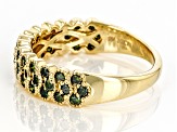 Round Green Diamond 10k Yellow Gold Band Ring 1.00ctw