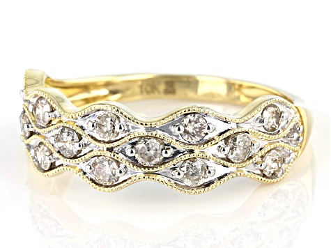 Diamond 10k Yellow Gold Band Ring 0.50ctw