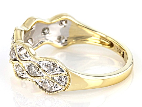 Diamond 10k Yellow Gold Band Ring 0.50ctw