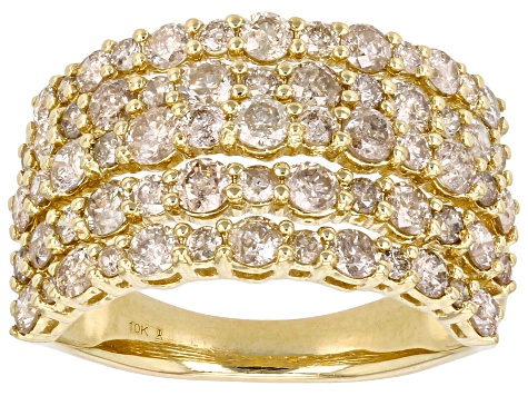 Diamond 10k Yellow Gold Multi-Row Ring 2.50ctw