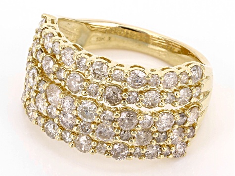 Diamond 10k Yellow Gold Multi-Row Ring 2.50ctw