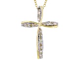 Diamond 10k Yellow Gold Cross Slide Pendant   With 19" Cable Chain 0.50ctw