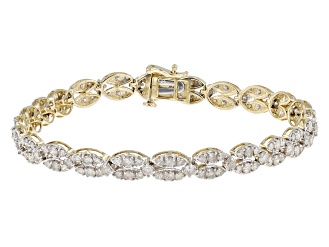 White Diamond 10k Yellow Gold Tennis Bracelet 5.00ctw