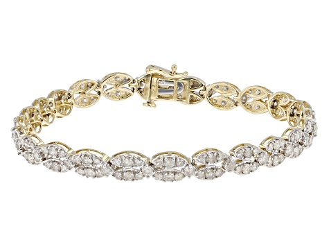 White Diamond 10k Yellow Gold Tennis Bracelet 5.00ctw