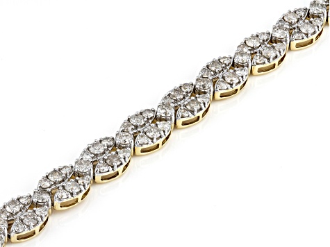 White Diamond 10k Yellow Gold Tennis Bracelet 5.00ctw