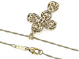 Natural Yellow And White Diamond 10k Yellow Gold Cross Pendant With 18" Singapore Chain 0.85ctw