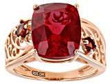 Orange Lab Created Padparadscha Sapphire 18K Rose Gold Over Sterling Silver Ring 5.81ctw