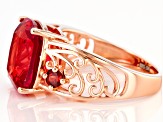 Orange Lab Created Padparadscha Sapphire 18K Rose Gold Over Sterling Silver Ring 5.81ctw