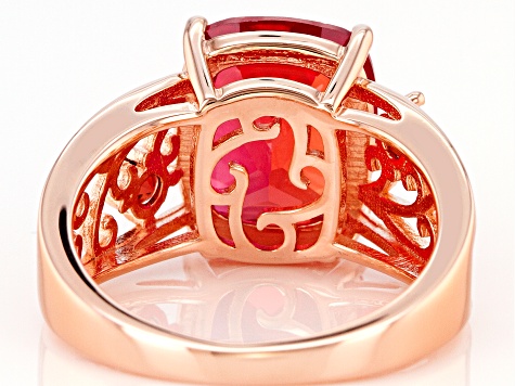 Orange Lab Created Padparadscha Sapphire 18K Rose Gold Over Sterling Silver Ring 5.81ctw