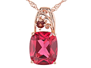 Orange Lab Created Padparadscha Sapphire 18k Rose Gold Over Silver Pendant Chain 5.71ctw