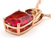 Orange Lab Created Padparadscha Sapphire 18k Rose Gold Over Silver Pendant Chain 5.71ctw