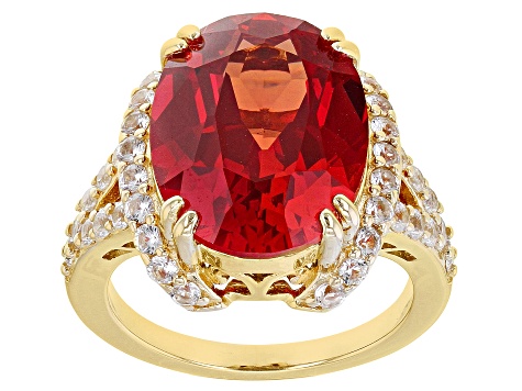 Orange Lab Created Padparadscha Sapphire 18k Yellow Gold Over Sterling ...