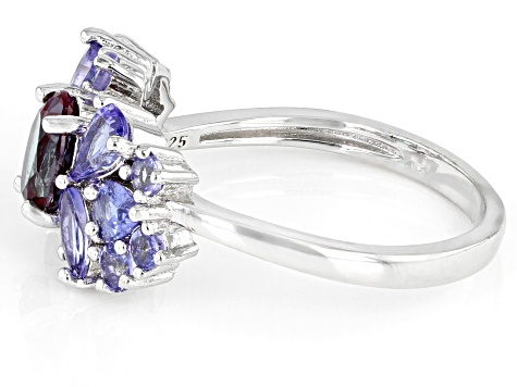 1.97ctw Blue Oval Lab Alexandrite And Tanzanite Rhodium Over ...
