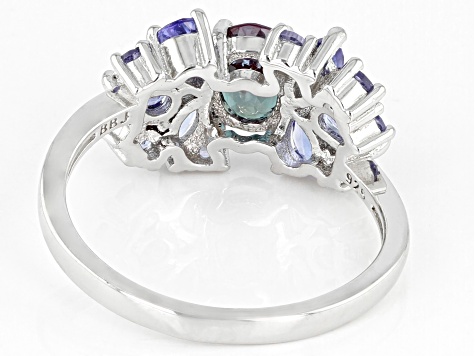 1.97ctw Blue Oval Lab Alexandrite And Tanzanite Rhodium Over ...