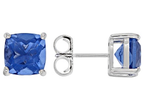Color Change Fluorite Rhodium Over Sterling Silver Solitaire Stud Earrings 6.97ctw