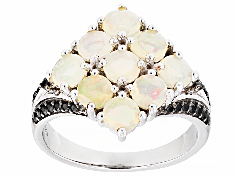 Multicolor Ethiopian Opal Rhodium Over Sterling Silver Ring 1.78ctw