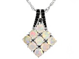 Multicolor Ethiopian Opal Rhodium Over Sterling Silver Pendant With Chain 1.38ctw