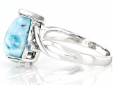 Blue Larimar Rhodium Over Sterling Silver Ring 0.09ctw