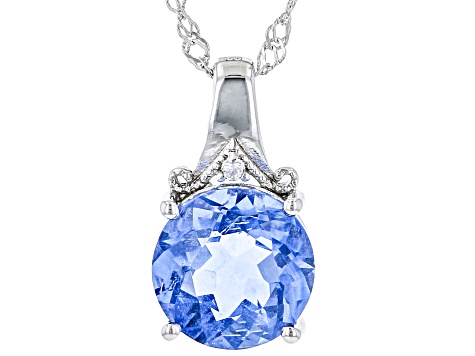 Blue Color Change Fluorite Rhodium Over Silver Pendant With Chain 4.27ctw