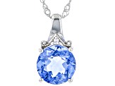 Blue Color Change Fluorite Rhodium Over Silver Pendant With Chain 4.27ctw