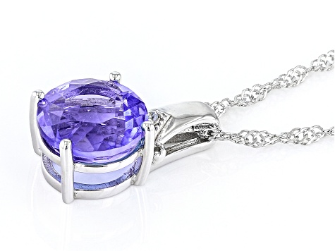 Blue Color Change Fluorite Rhodium Over Silver Pendant With Chain 4.27ctw