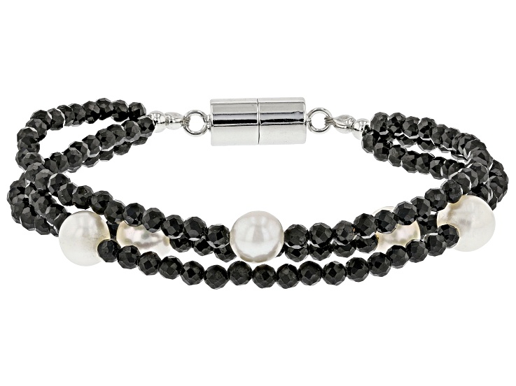 Black Spinel Rhodium Over Sterling Silver Bracelet 28.05ctw