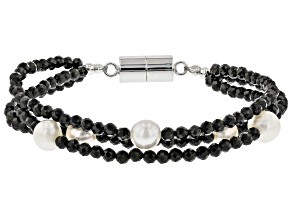 Black Spinel Rhodium Over Sterling Silver Bracelet 28.05ctw