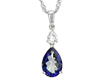 Picture of Blue Petalite Rhodium Over Sterling Silver Pendant With Chain 2.38ctw