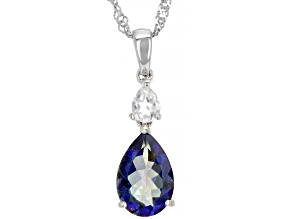 Blue Petalite Rhodium Over Sterling Silver Pendant With Chain 2.38ctw