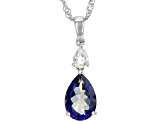 Blue Petalite Rhodium Over Sterling Silver Pendant With Chain 2.38ctw