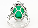 Green Onyx Rhodium Over Sterling Silver Ring 18x13mm