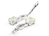Multicolor Oval Ethiopian Opal Rhodium Over Sterling Silver Dangle Earrings 1.47ctw